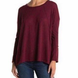 Elegant Burgundy Long Sleeve Women's Top